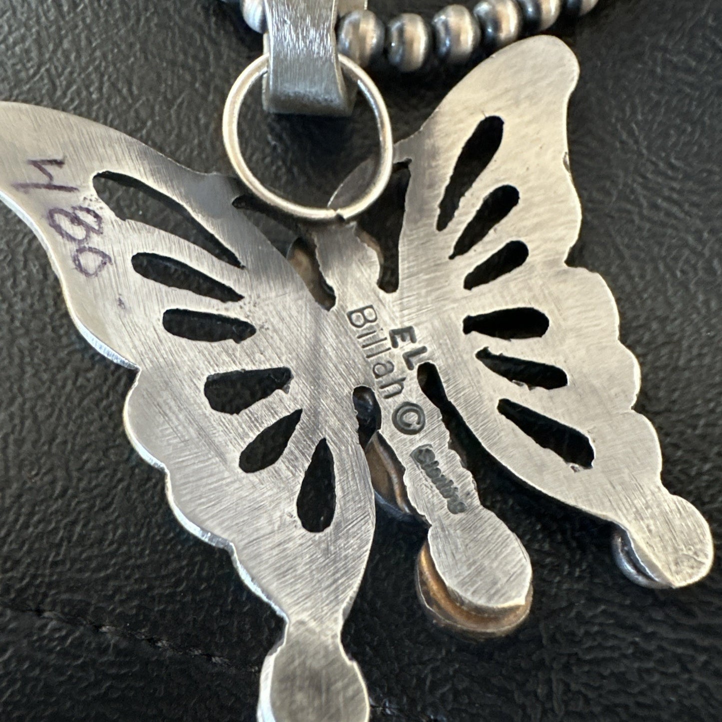 Butterfly Blue Kingman Turquoise Pendant Navajo Sterling Silver Necklace 19295