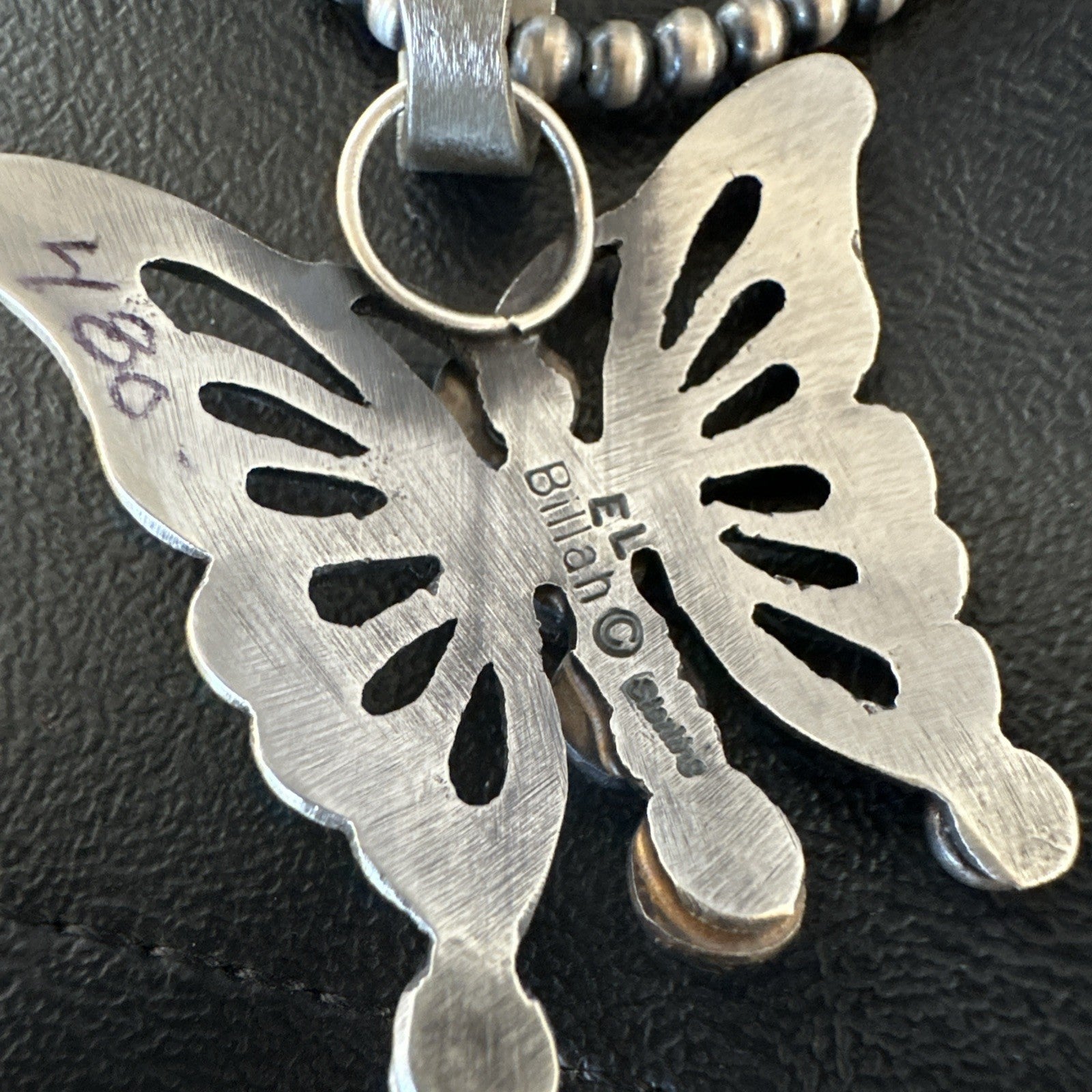 Butterfly Blue Kingman Turquoise Pendant Navajo Sterling Silver Necklace 19295