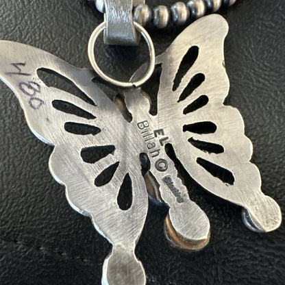 Butterfly Blue Kingman Turquoise Pendant Navajo Sterling Silver Necklace 19295