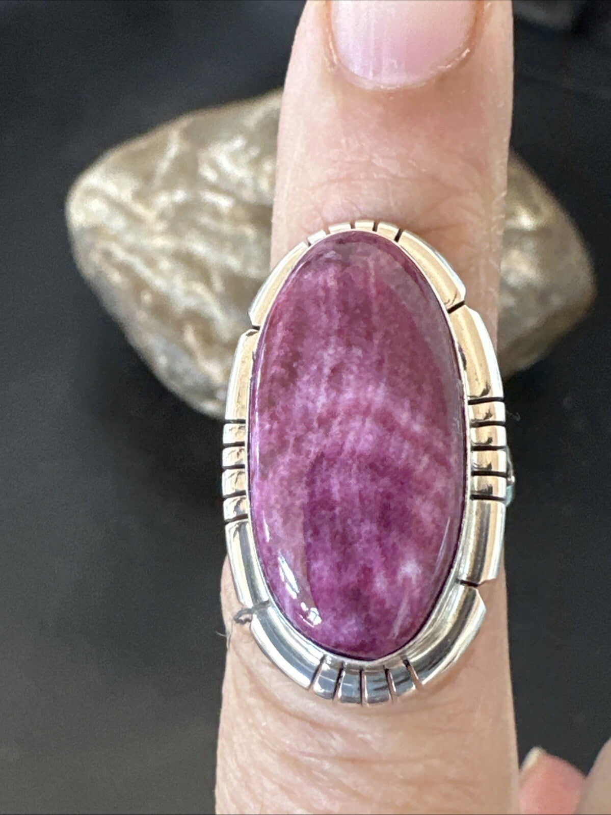 Womens Purple Spiny Oyster Navajo Sterling Silver Ring Size 6.5 18583