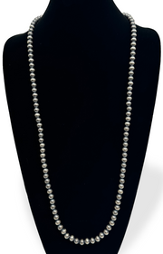 6mm Navajo Pearls 36"Single Strand Necklace | Sterling Silver | Authentic Native American Handmade