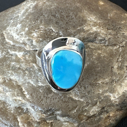 Southwestern Sterling Silver Blue Kingman Turquoise Ring Size 8 18523
