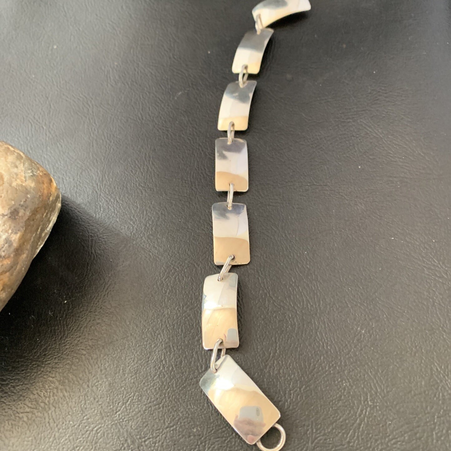 Native American Navajo All Sterling Silver Link Bracelet 8.25" 10763
