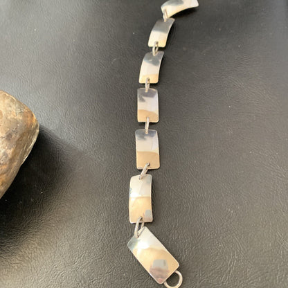Native American Navajo All Sterling Silver Link Bracelet 8.25" 10763