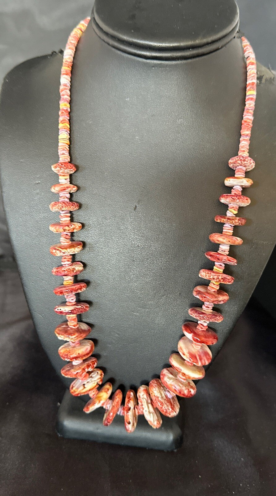 Purple Spiny Oyster Heishi Navajo Sterling Silver Necklace 24” 17781