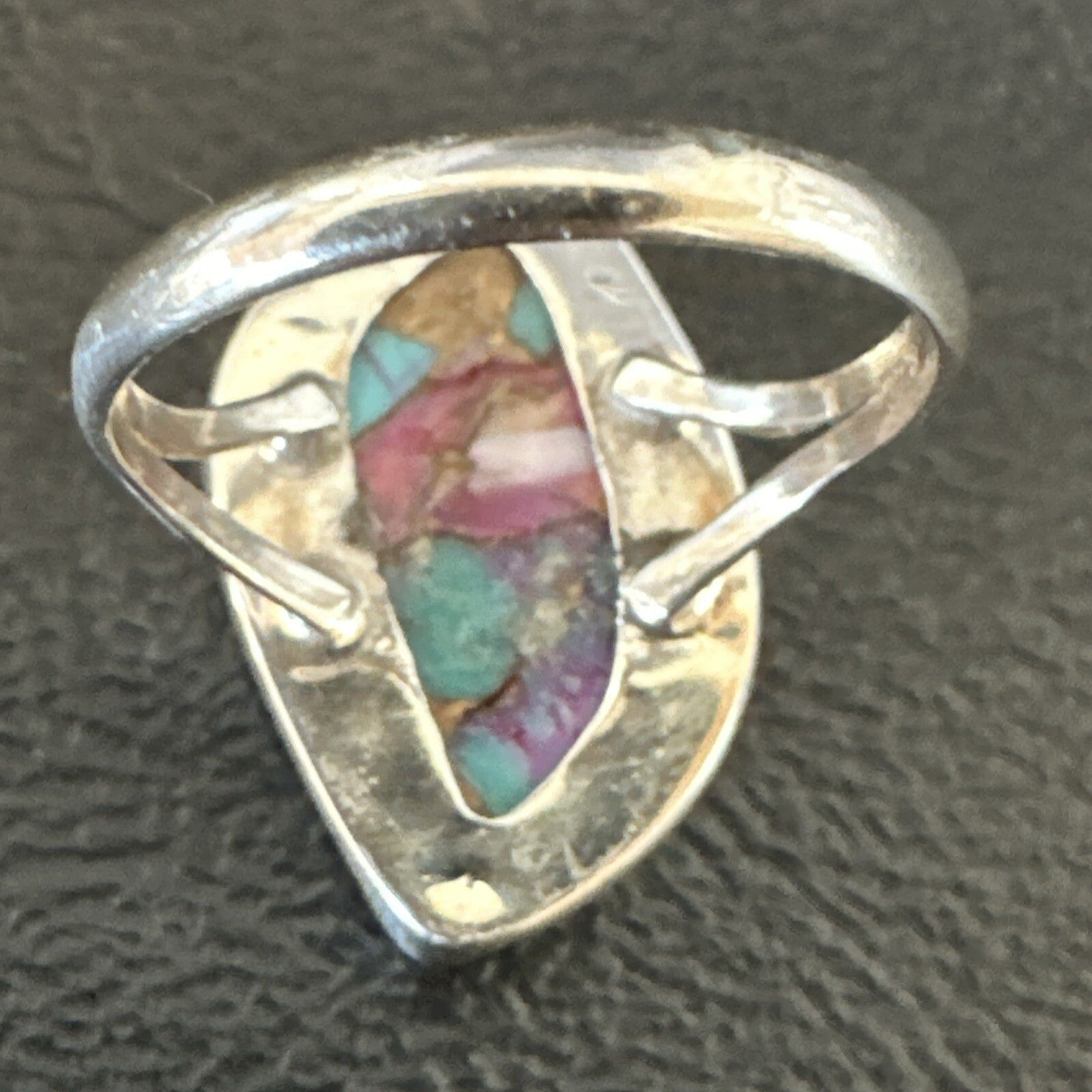 Blue Turquoise Spiny Oyster Navajo Sterling Silver Ring Size 7.5 18235