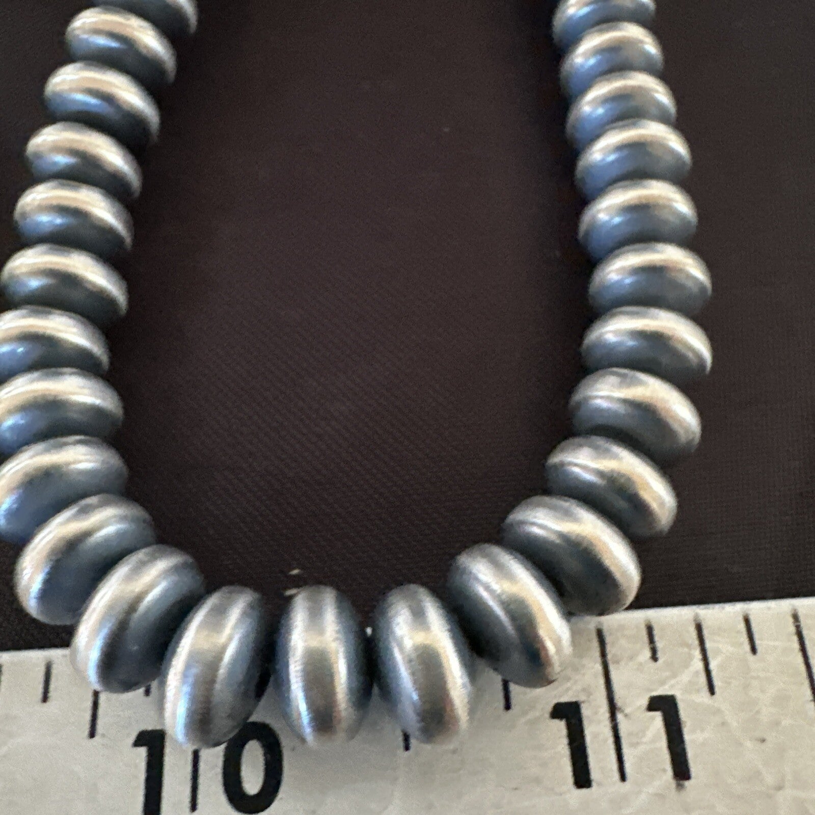 Native 8mm Saucer Sterling Silver Navajo Pearls 19" Hook Eye Cone Necklace 17823
