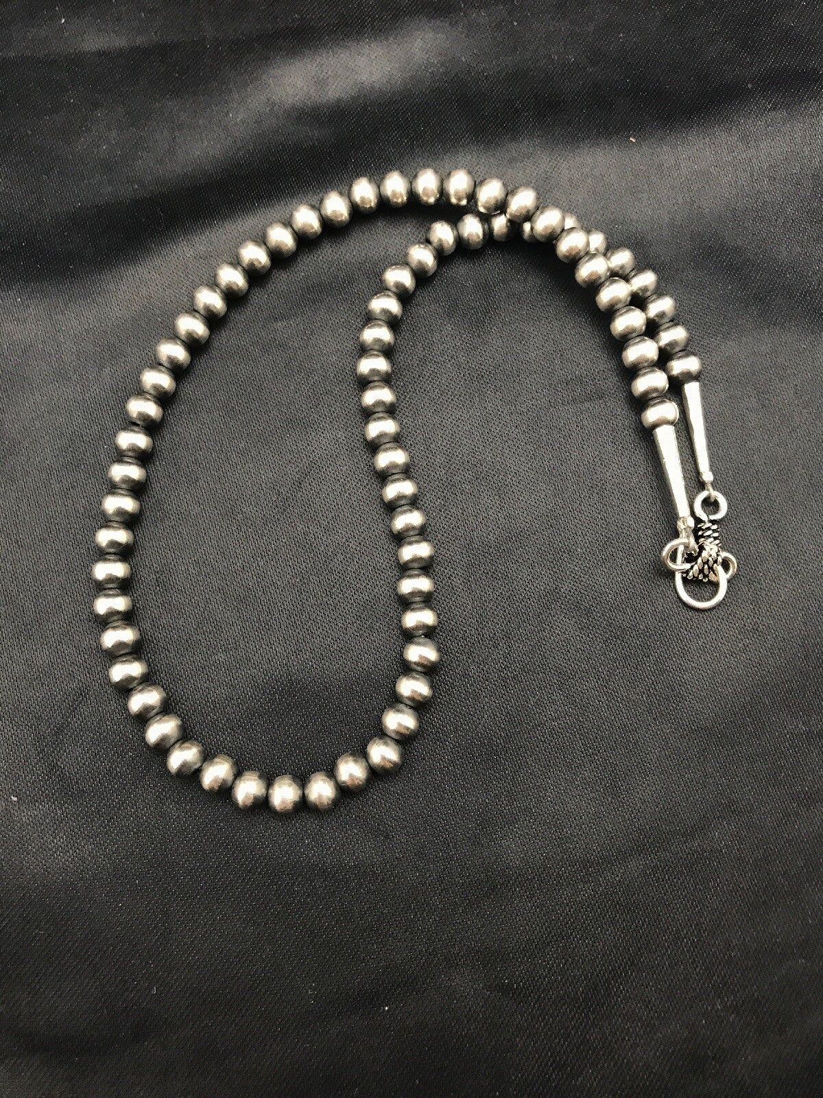 Native Children's Navajo 5 mm Sterling Silver Beads Necklace 12”