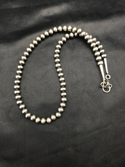 Native Children's Navajo 5 mm Sterling Silver Beads Necklace 12”