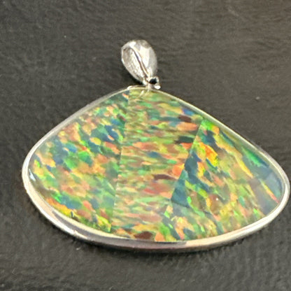 Mens Womens Multicolor Gilson Opal Navajo Sterling Silver Inlay Pendant 18612