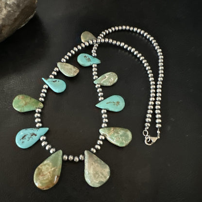 Navajo Pearls Sterling Silver Royston Turquoise 20" Necklace 19232