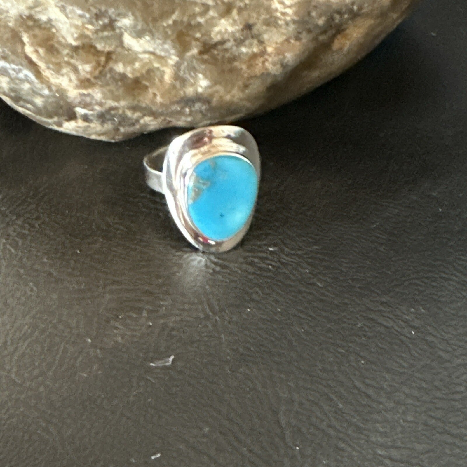 Southwestern Sterling Silver Blue Kingman Turquoise Ring Size 7 18511
