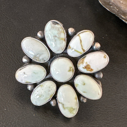 Women Blue Dry Creek Turquoise Cluster Navajo Sterling Silver Ring Sz 9 17772