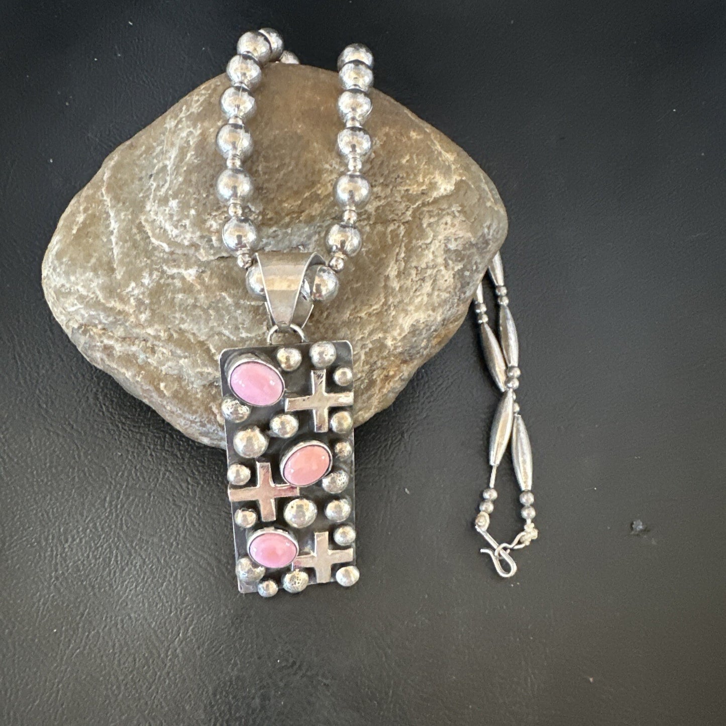 Navajo Pearls Pink Conch Necklace Pendant 19” Native American 15908