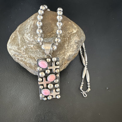 Navajo Pearls Pink Conch Necklace Pendant 19” Native American 15908