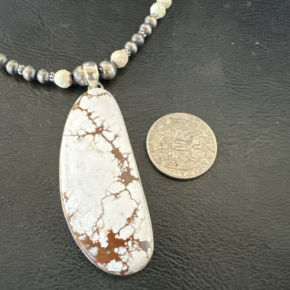 Mens Womens Wild Horse Turquoise Pendant Navajo Sterling Silver Necklace 19572