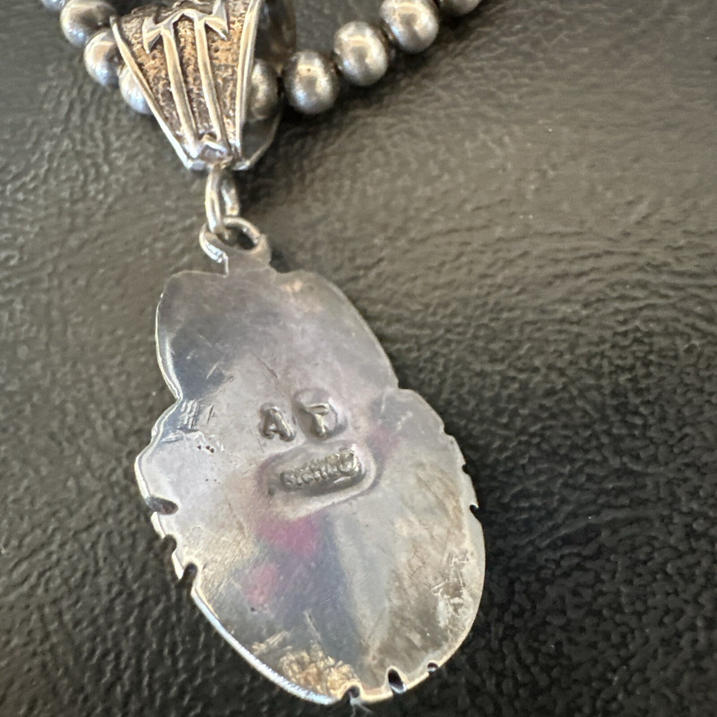 Purple Stone Pendant Navajo Pearls Sterling Silver Necklace 20” 18404
