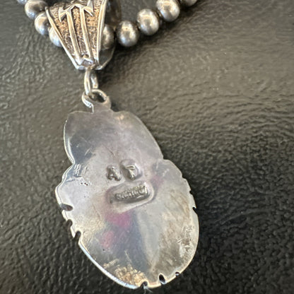 Purple Stone Pendant Navajo Pearls Sterling Silver Necklace 20” 18404