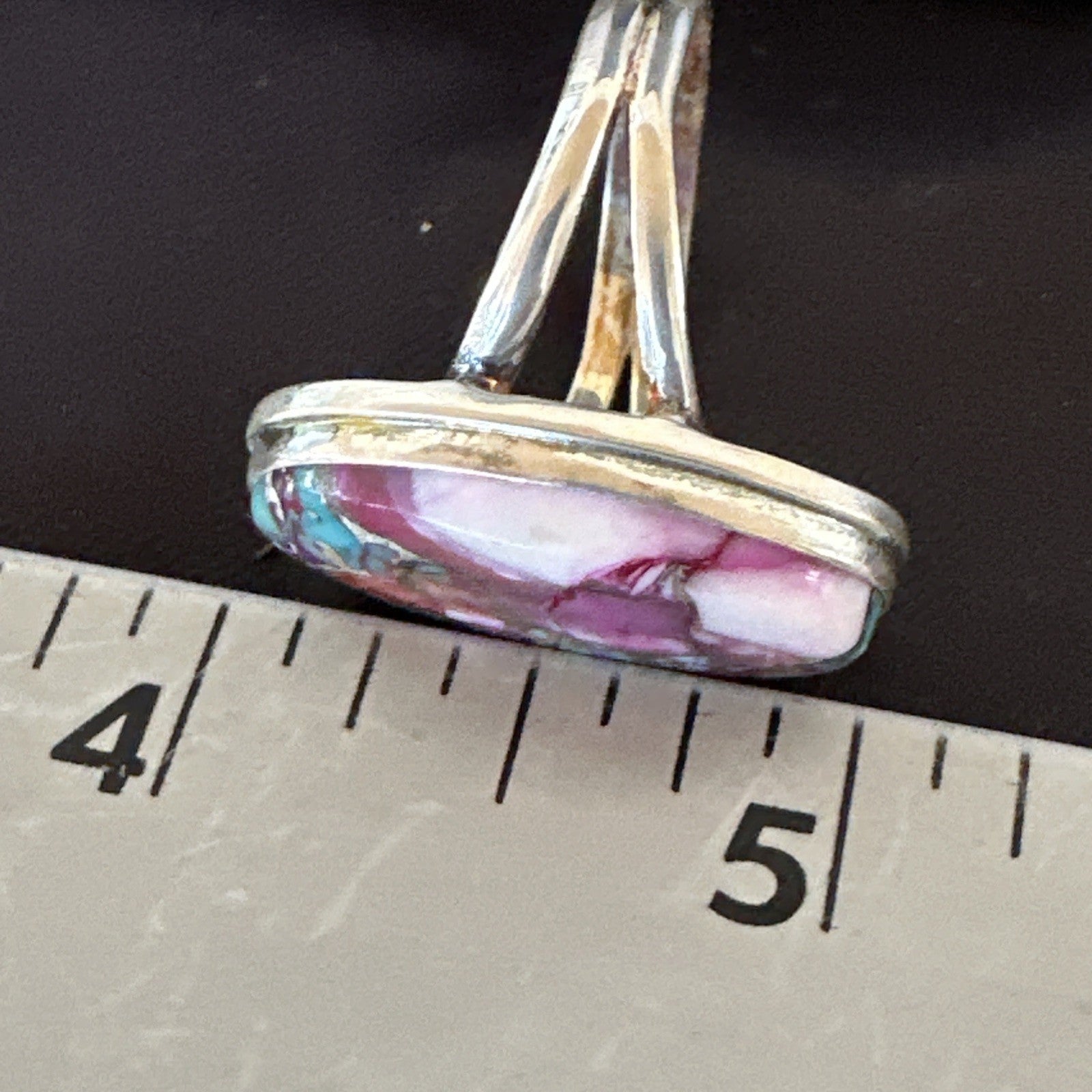 Blue Turquoise Spiny Oyster Southwestern Sterling Silver Ring Size 10 19056