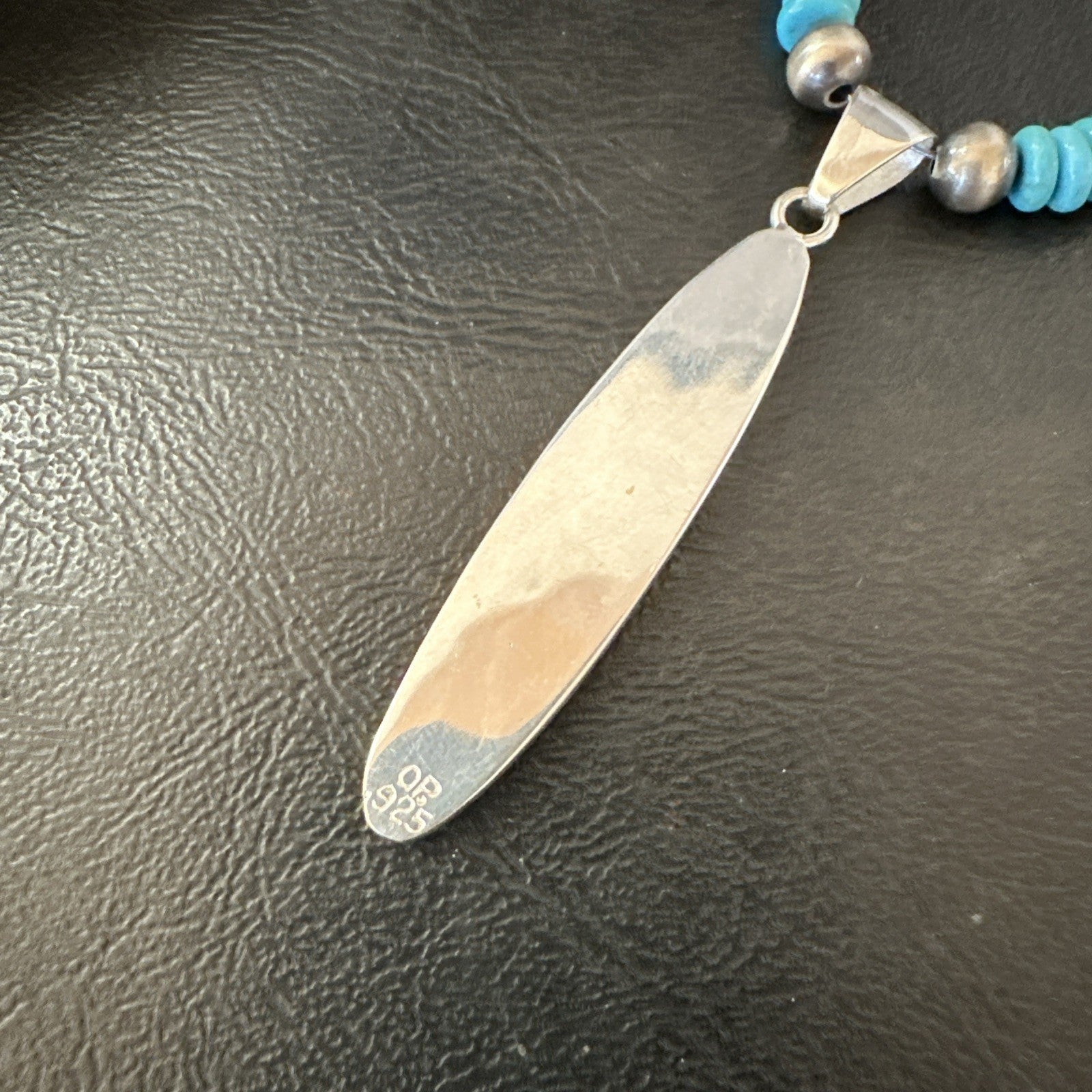 Multicolor Turquoise Spiny Navajo Sterling Silver Inlay Pendant Necklace 19653