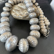 Navajo Pearls Handmade Stamped Graduated 30"Necklace | Sterling Silver | Authentic Native American Handmade | 16800