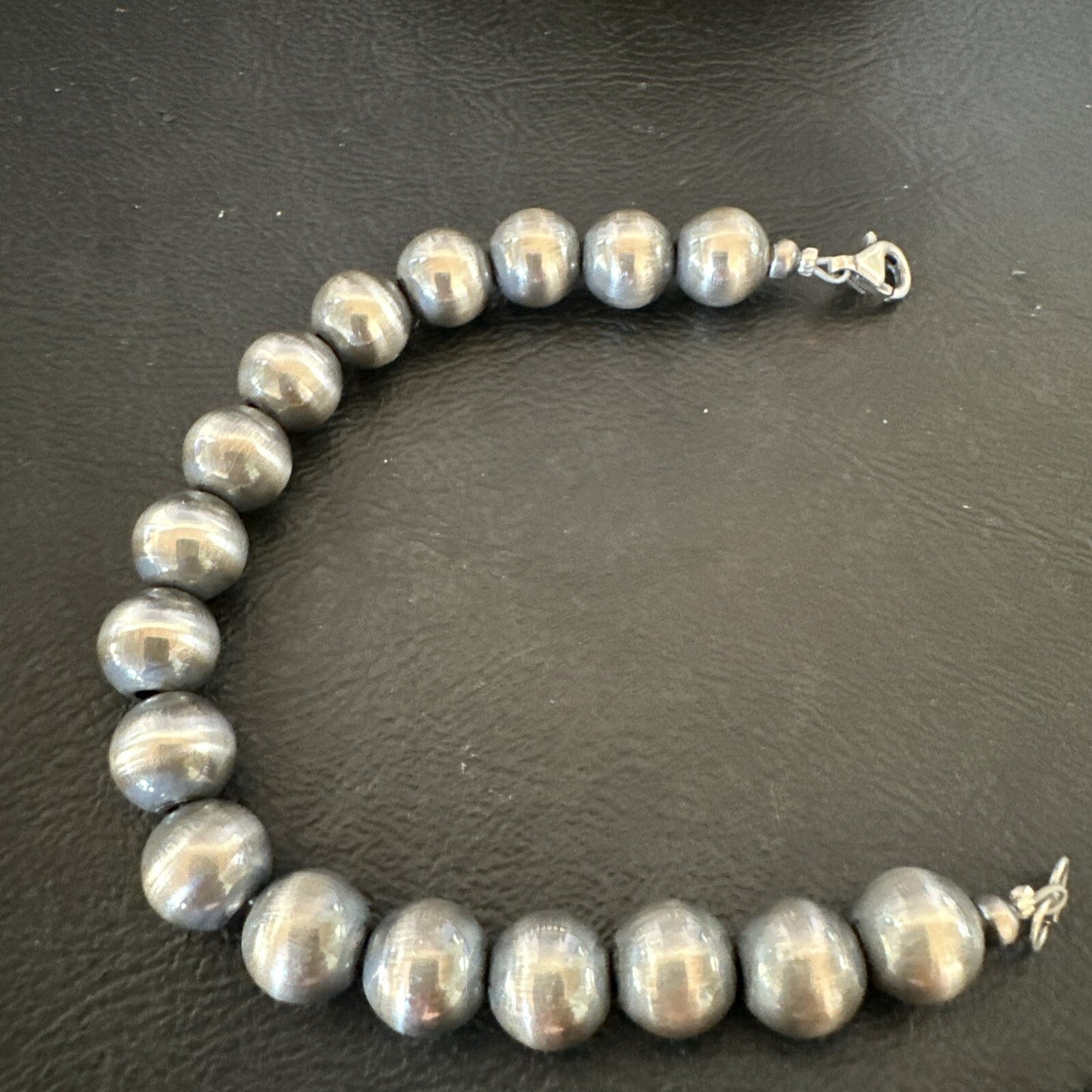 10mm Round Beads 7” Sterling Silver Beads  Bracelet 91007