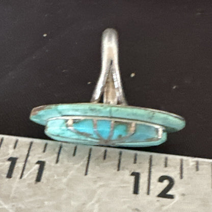 Native American Indian Navajo Blue Turquoise Inlay Band Ring Sz 7.5 18762