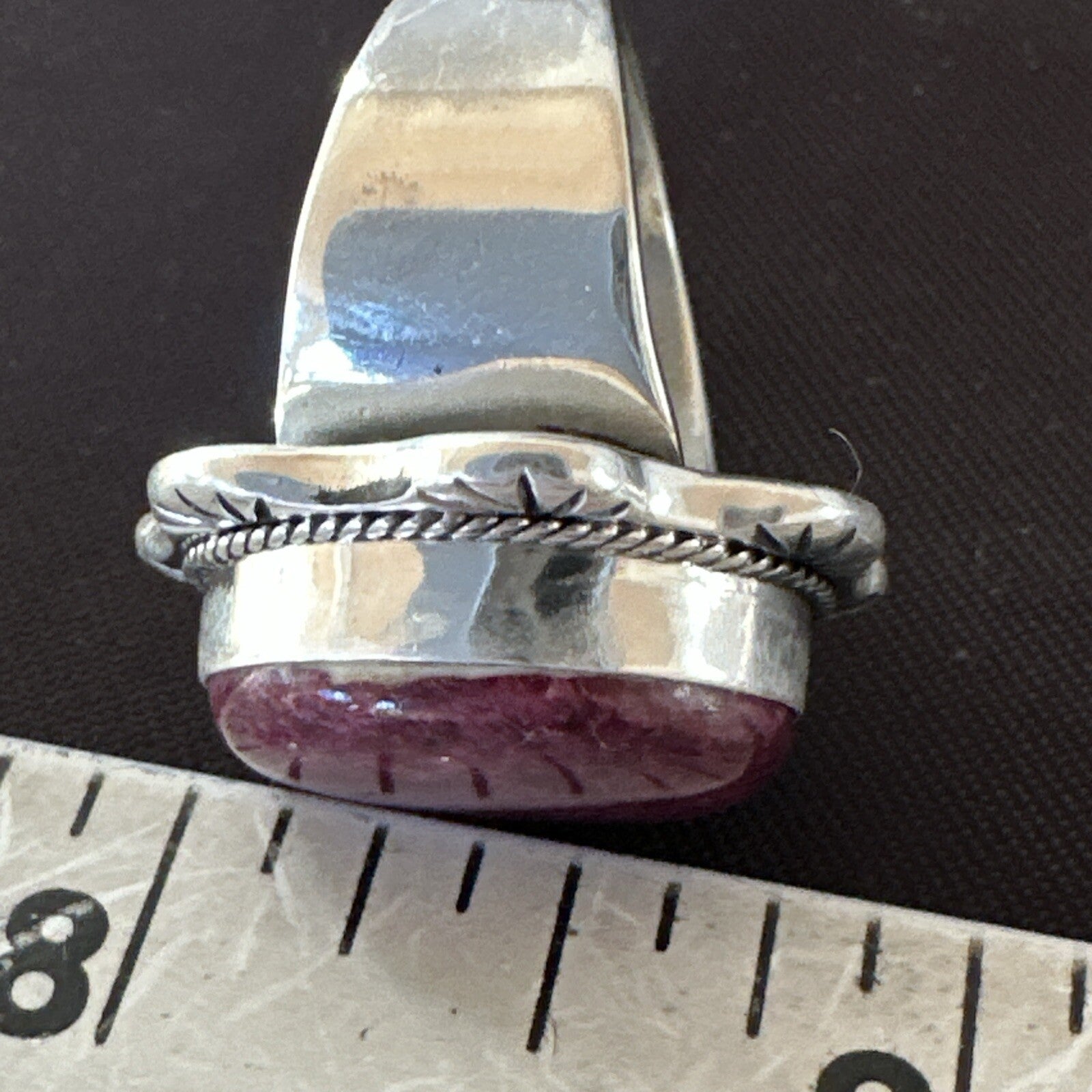 Womens Purple Spiny Oyster Navajo Sterling Silver Ring Size 6 18626