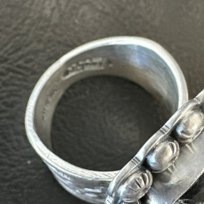 White Buffalo Turquoise Navajo Sterling Silver Ring Size 8 18777