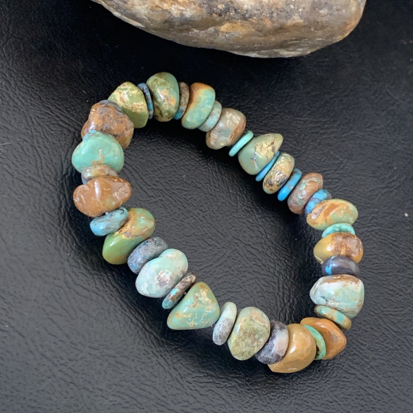 Womens Blue Green Turquoise Stretch Stone Friendship Bracelet 11822
