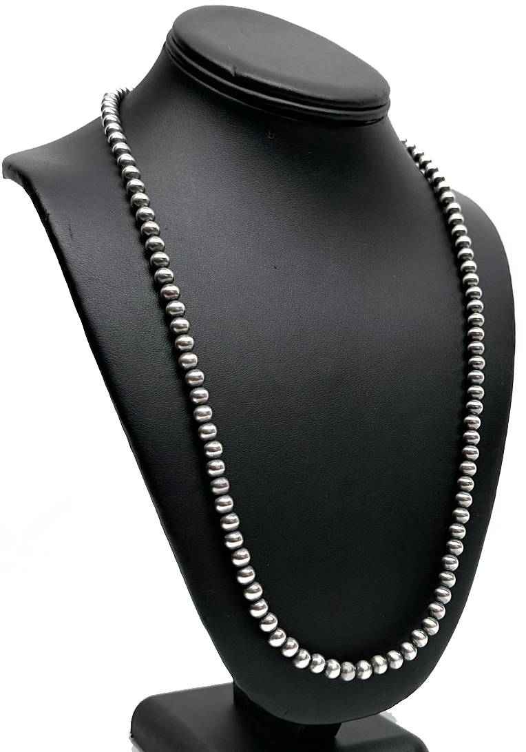 Popular Sterling Silver Navajo Pearls Native American 4mm Bead Necklace
