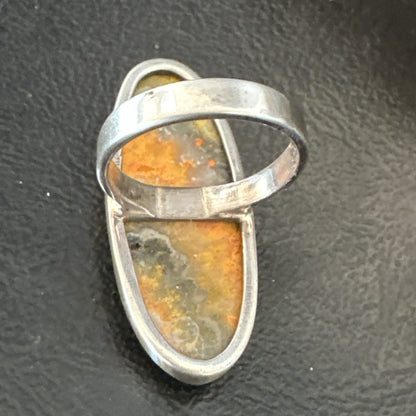 Yellow BumbleBee Jasper Navajo Sterling Silver Ring Size 7 18680