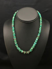 Turquoise Navajo Vintage Necklace 17" | Sterling Silver | Authentic Native American Handmade | 04344
