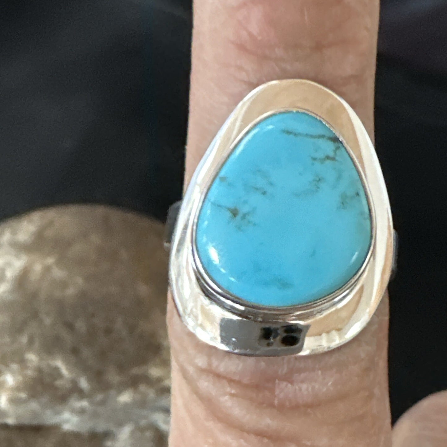Southwestern Sterling Silver Blue Kingman Turquoise Ring Size 7 18512