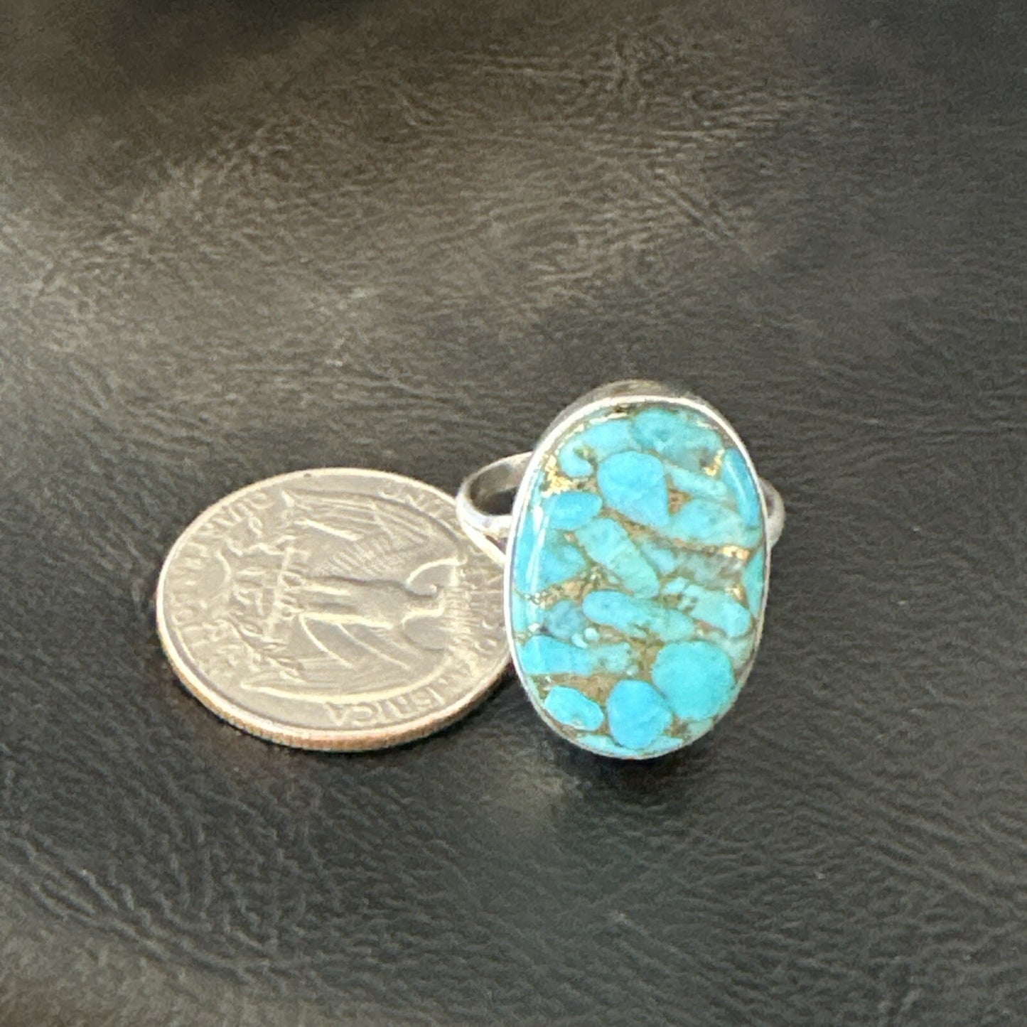 Mohave Native Navajo Sterling Silver Blue Turquoise Ring Sz 10 18245
