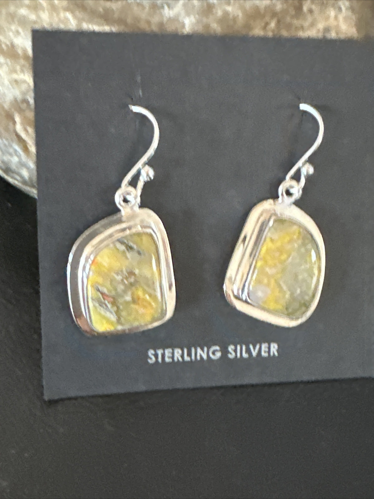 Womens Bumblebee Jasper Navajo Sterling Silver Earrings 15833