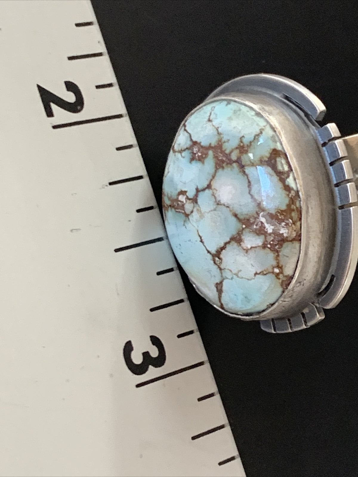 Blue Golden Hill Turquoise Navajo Sterling Silver Ring Size 6 14847