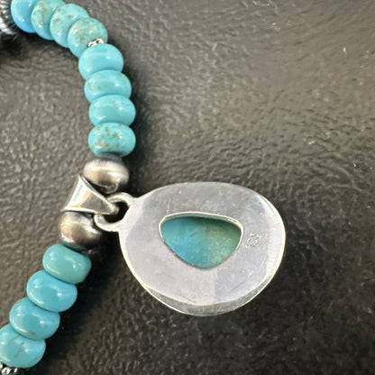 WoMens Blue Kingman Turquoise Pendant Navajo Sterling Silver Necklace 21" 17932