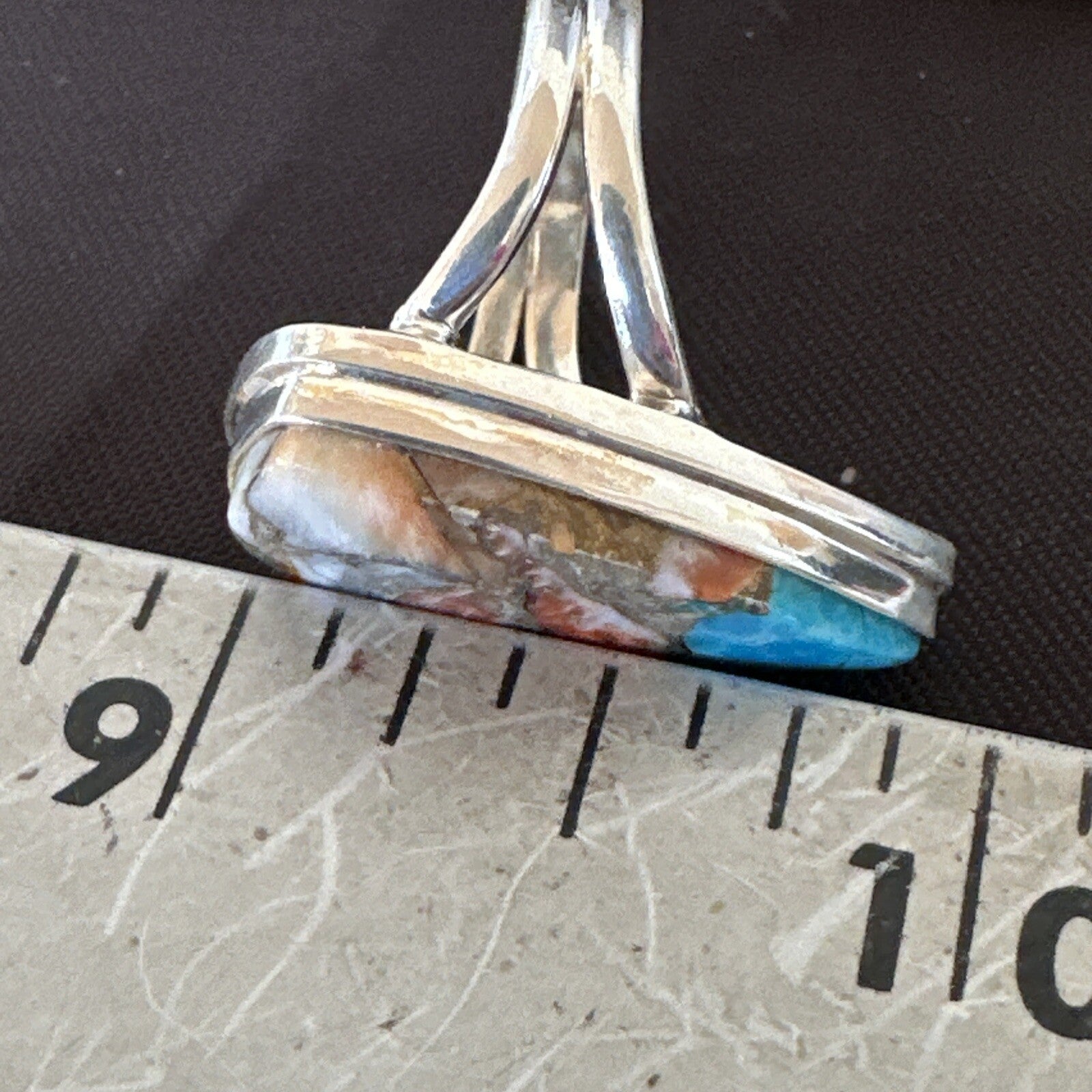 Blue Turquoise Spiny Oyster Southwestern Sterling Silver Ring Size 6 18470