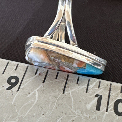 Blue Turquoise Spiny Oyster Southwestern Sterling Silver Ring Size 6 18470