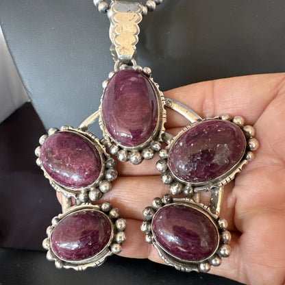 Navajo Purple Spiny Oyster Pendant Necklace Naja Sterling Silver 20" 19029