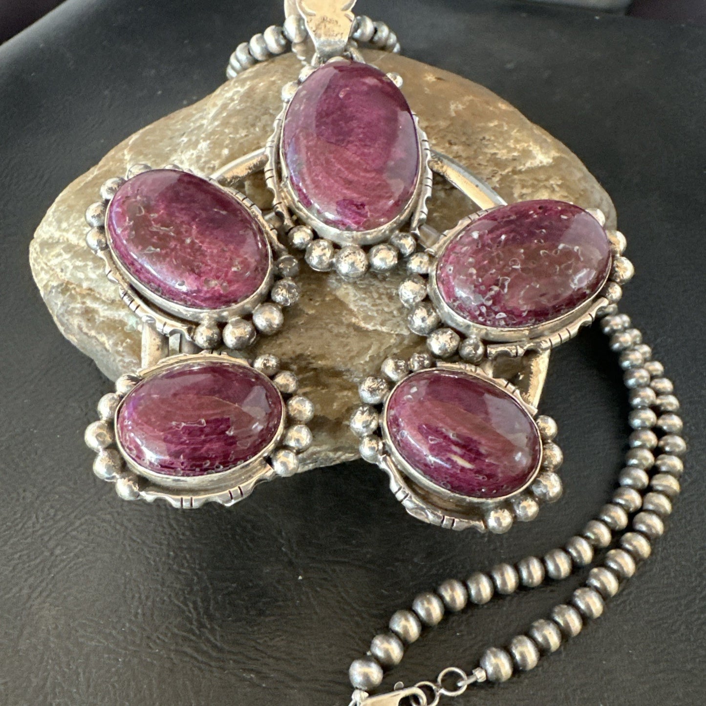 Navajo Purple Spiny Oyster Pendant Necklace Naja Sterling Silver 20" 19029