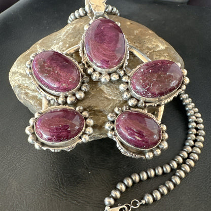 Navajo Purple Spiny Oyster Pendant Necklace Naja Sterling Silver 20" 19029