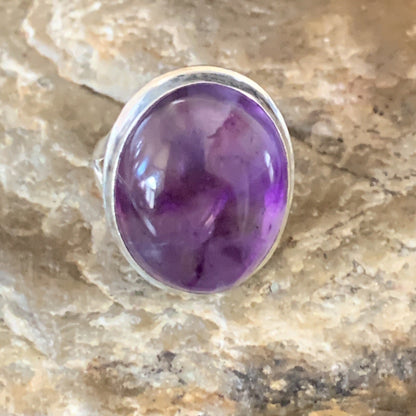 Navajo Purple Amethyst Sterling Silver Ring Size 8.5 12943