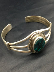 Spider Web Turquoise Navajo Bracelet 5" | Sterling Silver | Authentic Native American Handmade | 02650