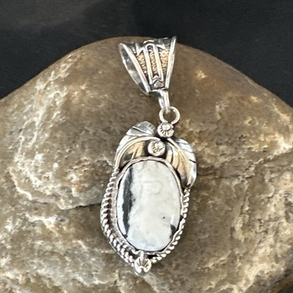 AS IS NO RETURNS White Buffalo Turquoise Pendant Navajo Sterling Silver 17743
