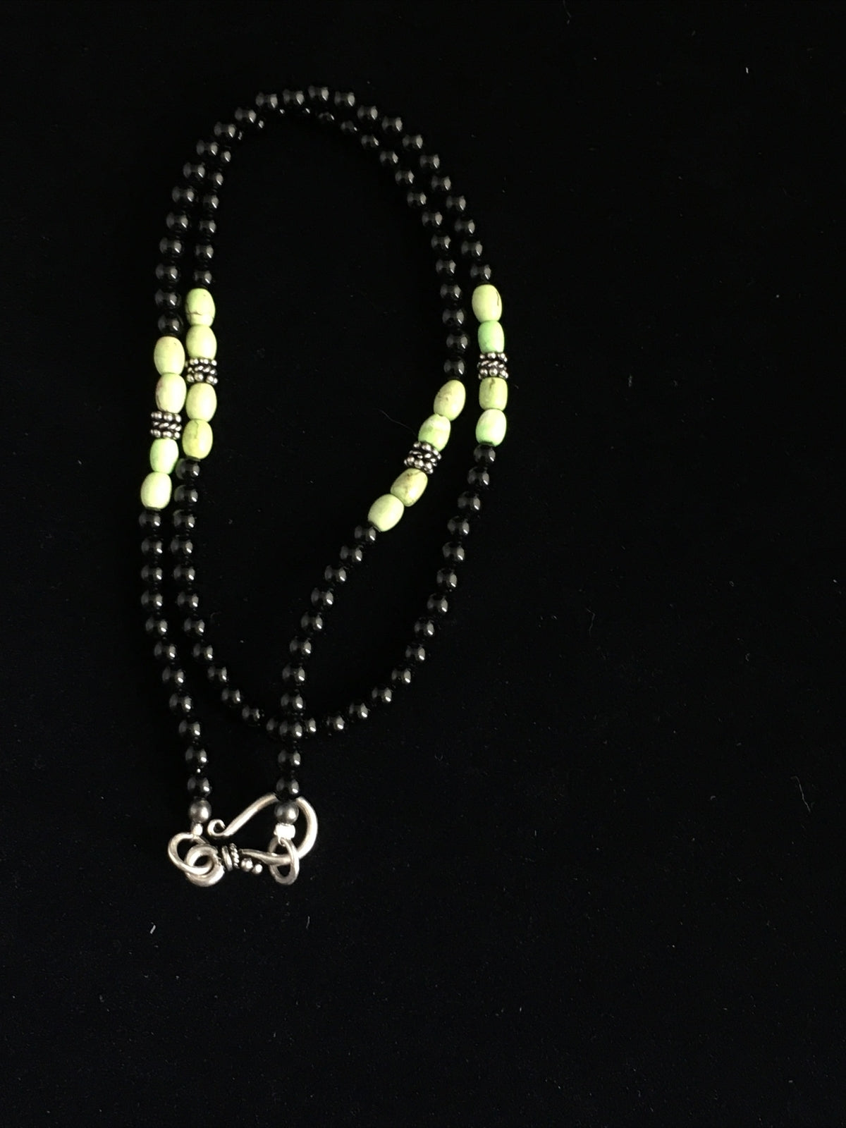 Mens Black Onyx Navajo Sterling Silver Necklace 18” 10014