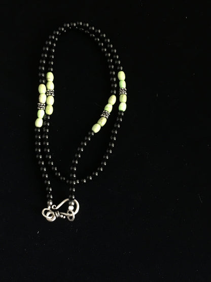 Mens Black Onyx Navajo Sterling Silver Necklace 18” 10014