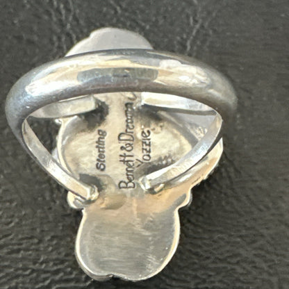 Multicolor Ring Coral Spiny Navajo Sterling Silver Cluster Sz 10.5 19196
