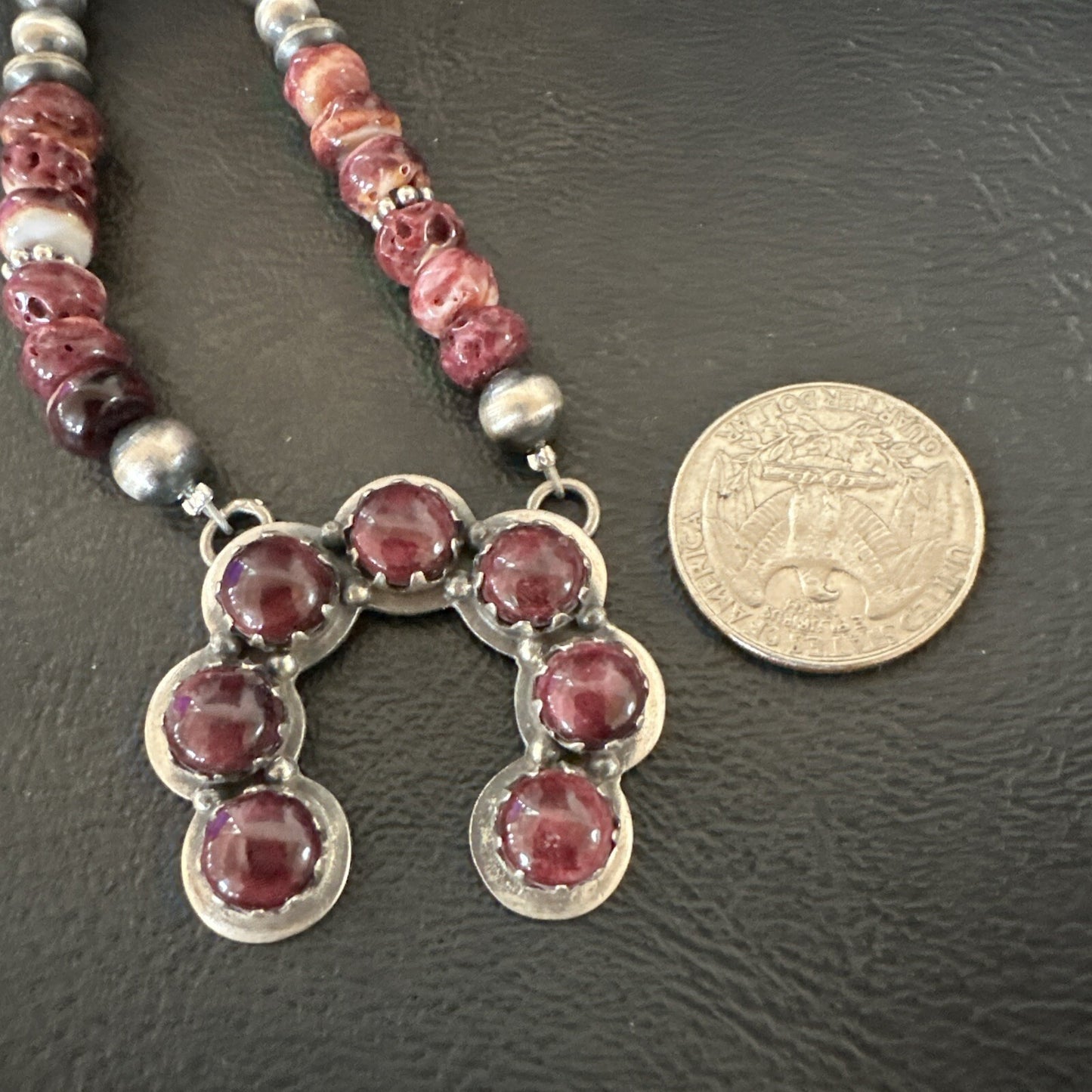 Purple Spiny Oyster Naja Pendant Turquoise Navajo Sterling Silver Necklace 18850